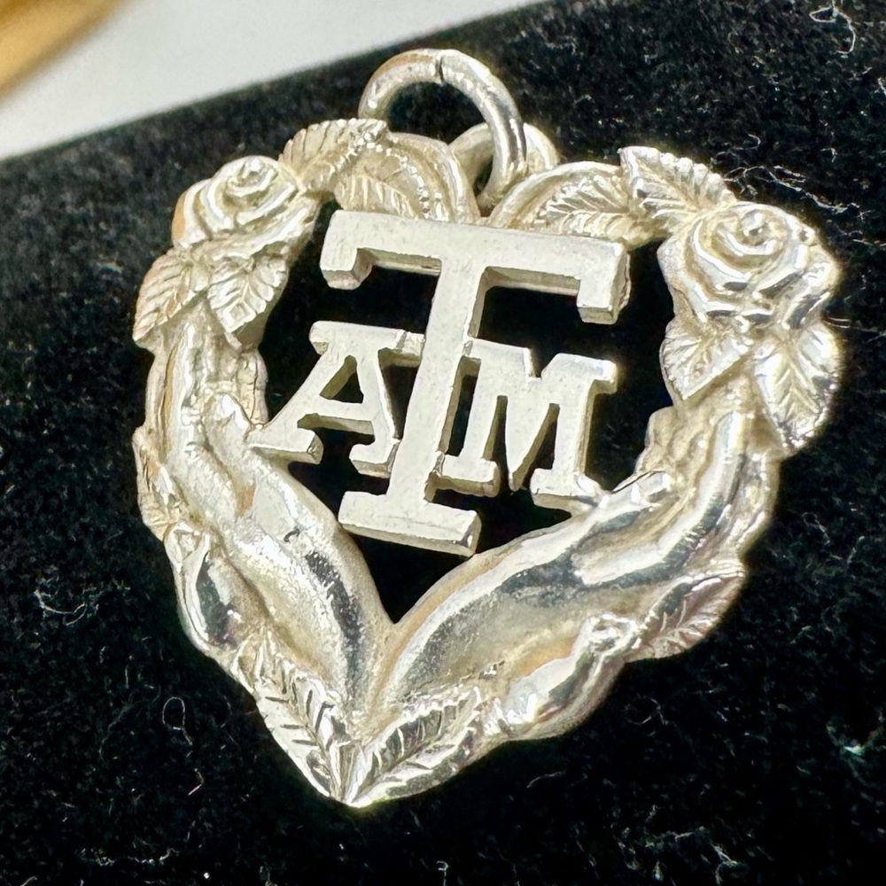 JAMES AVERY Sterling Silver Texas A & M Aggies Flower Heart Vine Charm Pendant